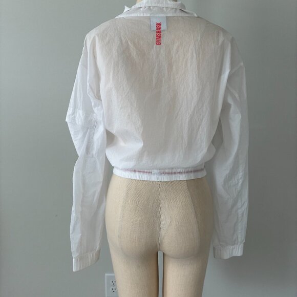 Gymshark Pulse White Woven Windbreaker Cropped Jacket - Picture 7 of 13